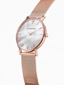 Paul Valentine Damen Armbanduhr ROSE GOLD SEASHELL MESH 36 MM PV36511