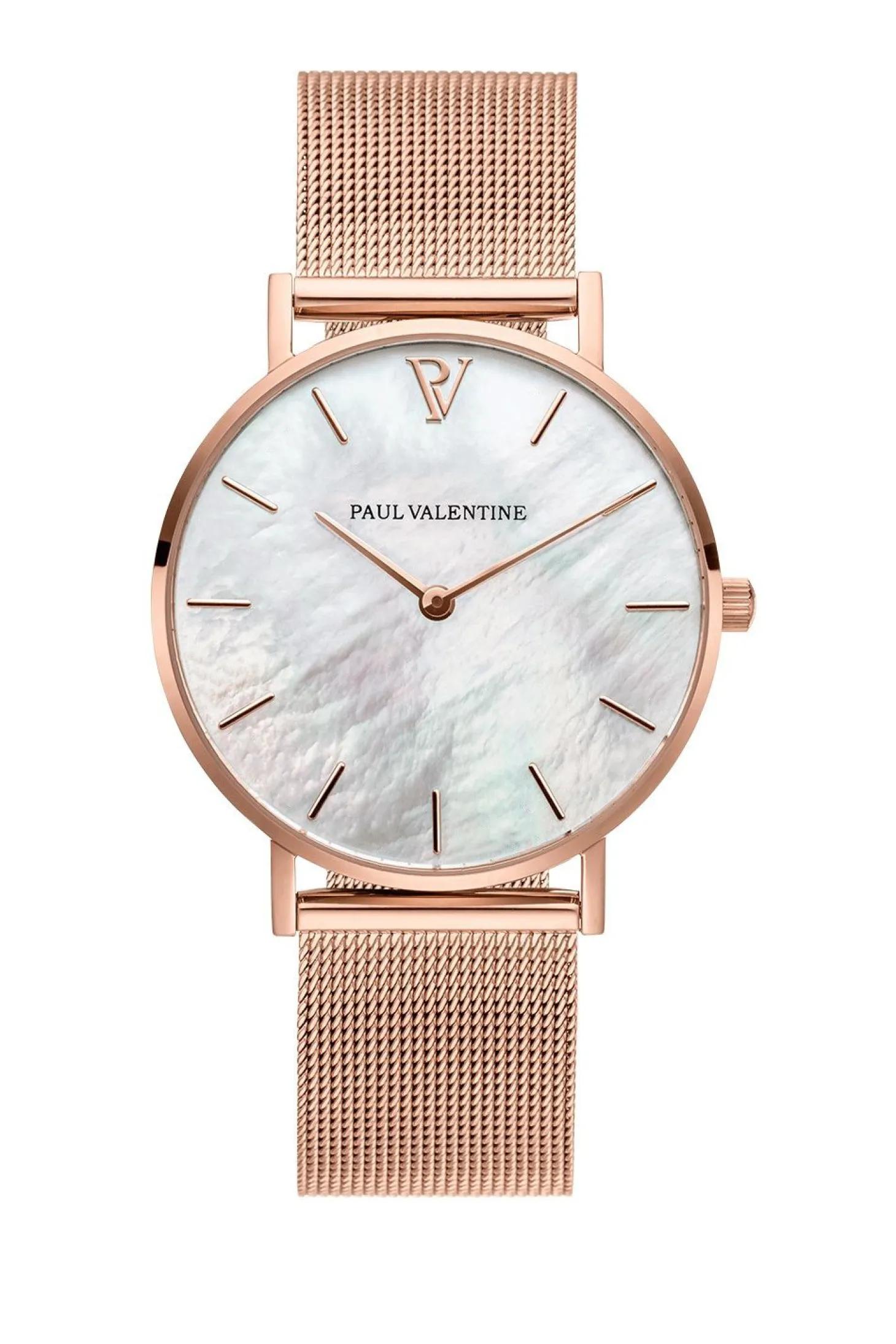 Paul Valentine Damen Armbanduhr ROSE GOLD SEASHELL MESH 36 MM PV36511