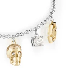 Philipp Plein Damen Armband Armkette Edelstahl Bicolor 3D Skull