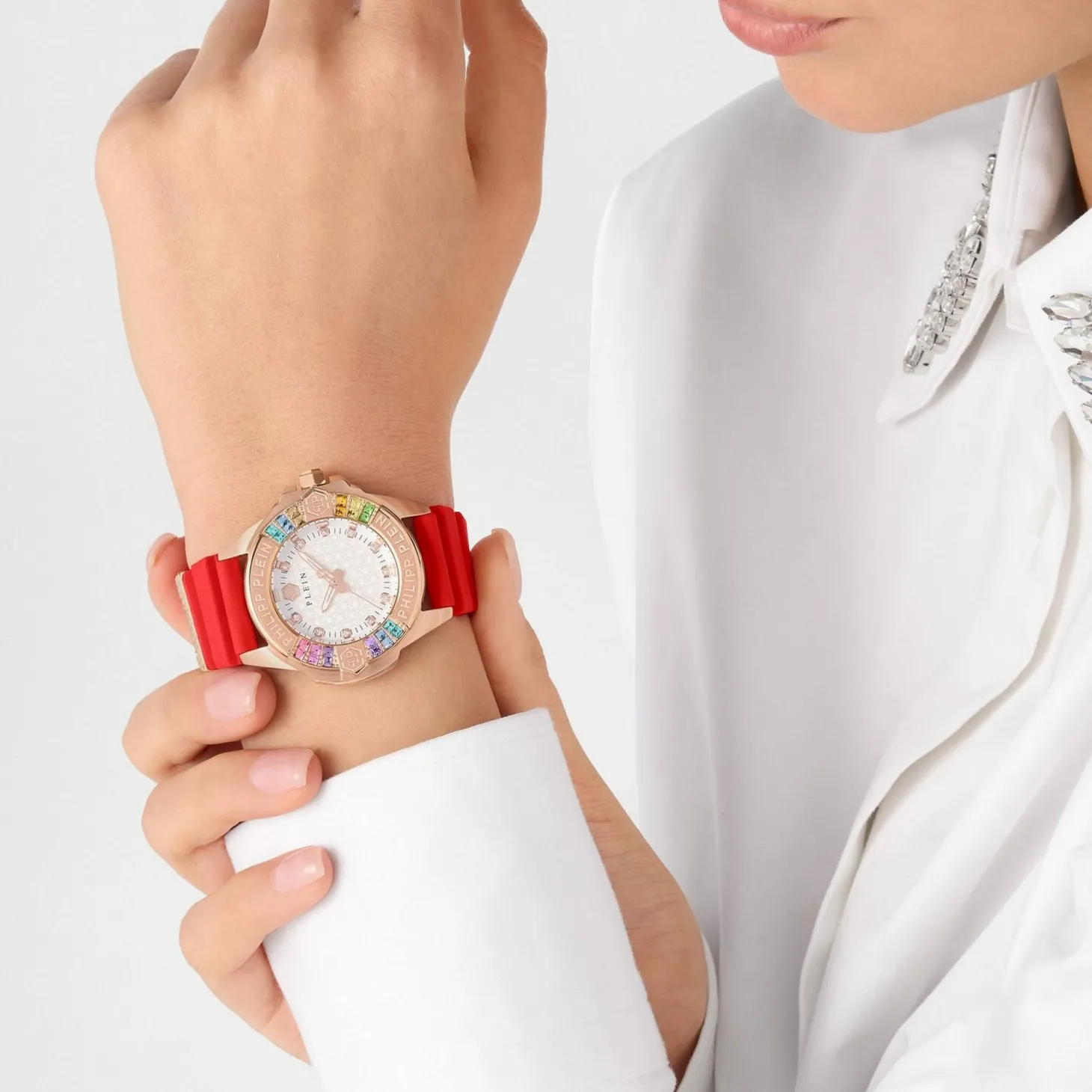 Philipp Plein Damen Armbanduhr PWOFA0325 Plein Majesty Rosé/Rot