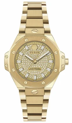 Philipp Plein Damen Uhr Royal Prestige PW4FA0525 Edelstahl Gold 33 mm Kristall‑Lünette