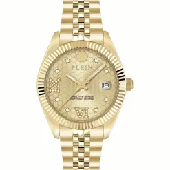 Philipp Plein Damenuhr Date Superlative Crystal PWYFA0425 Gold Edelstahl 34 mm