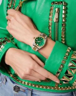 Philipp Plein Damenuhr Date Superlative Bicolor/grün