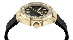 Philipp Plein Damenuhr Lady Royal PWBDA0424 Gold Schwarz 39 mm Silikonarmband