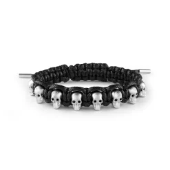 Philipp Plein Herren Armband Textil Edelstahl 3D Skull
