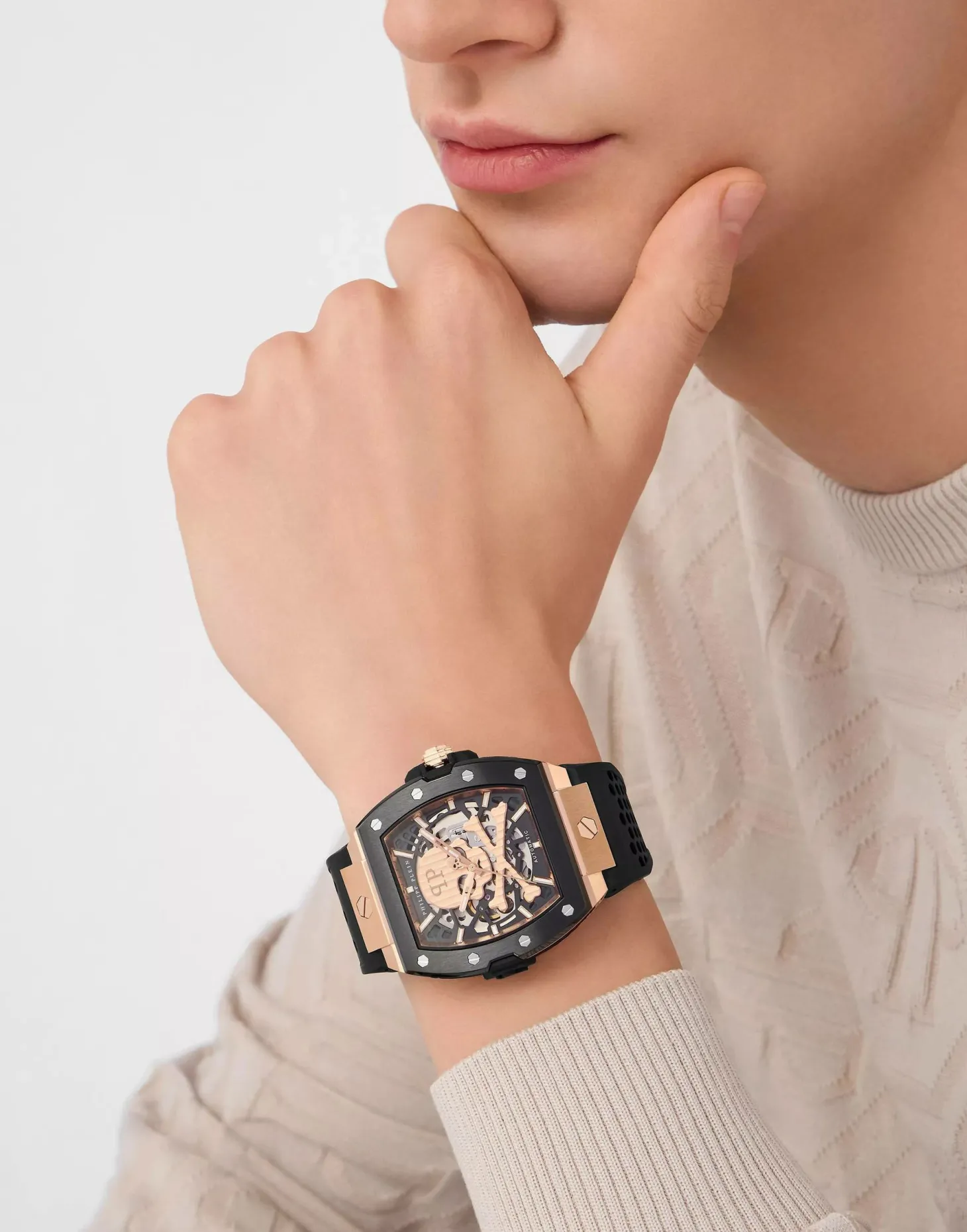 Philipp Plein Herren Automatikuhr The $keleton 2.0 PWJFA0225 Schwarz Edelstahl 44 mm