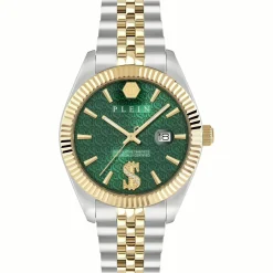 Philipp Plein Herren Uhr Date Superlative Crystal PWMFA0825 41 mm Edelstahl Grün