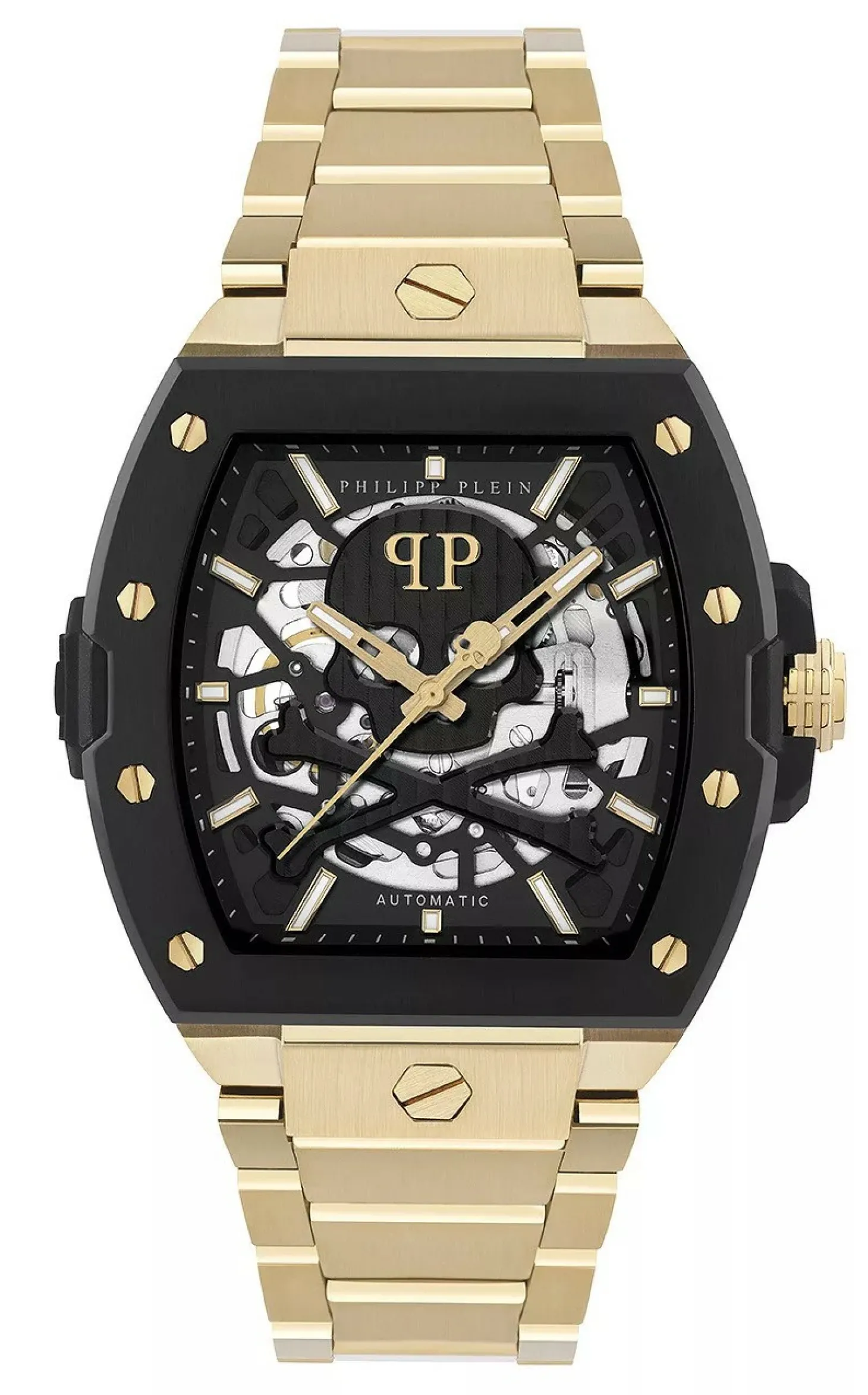 Philipp Plein Herrenuhr Automatic The $keleton 2.0 Gold‑Schwarz PWJFA0625