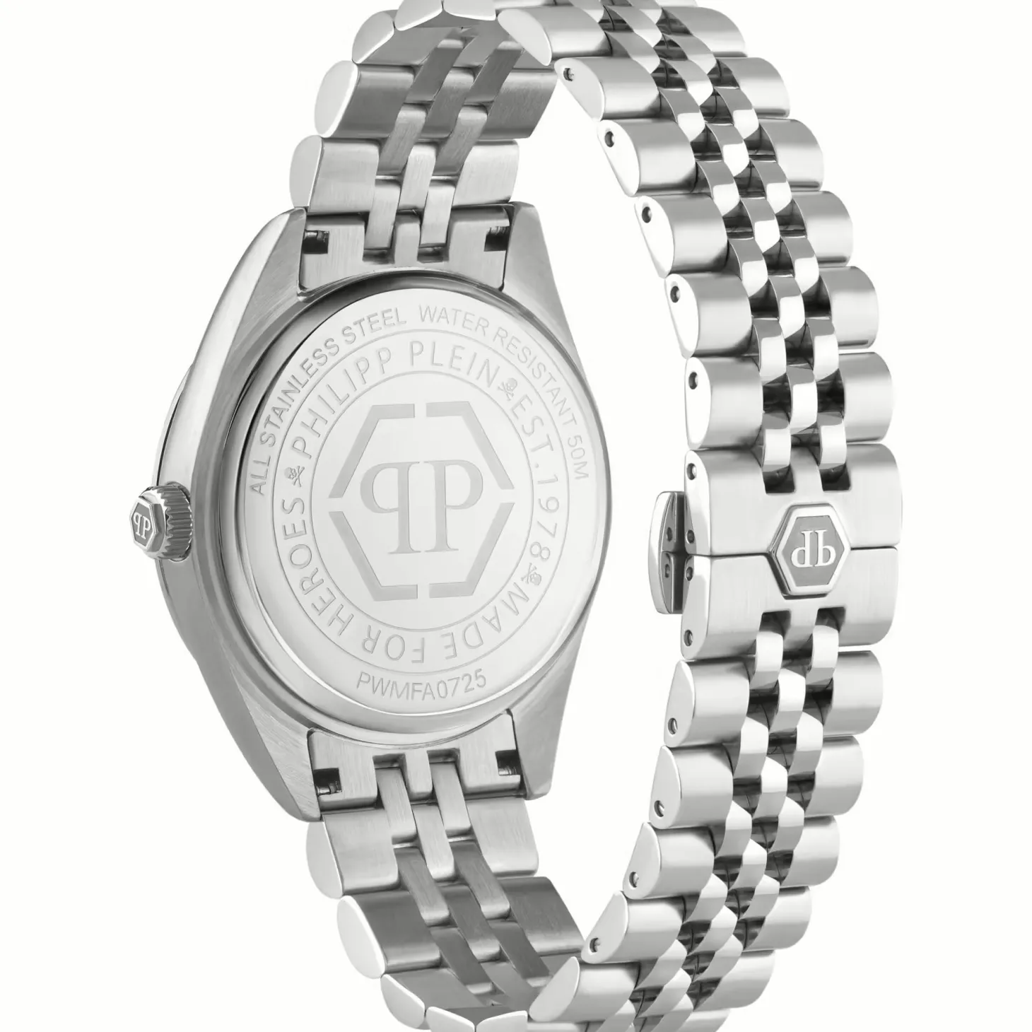 Philipp Plein Herrenuhr Date Superlative Crystal PWMFA0725 Silber Edelstahl 41 mm