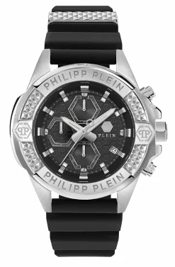 Philipp Plein Herrenuhr The $kull Chrono Schwarz/Silber PWWFA0125
