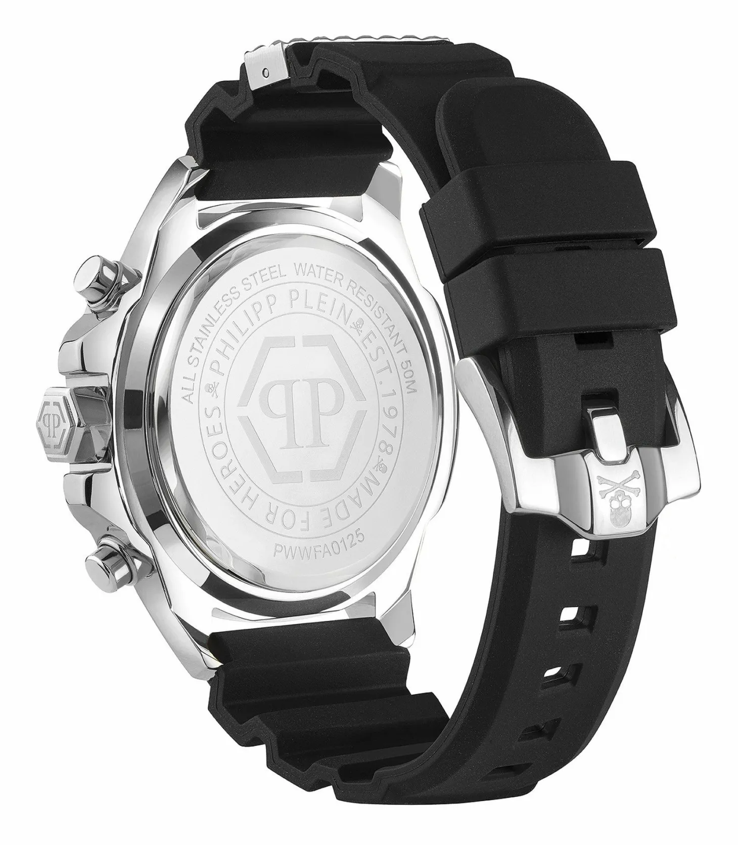 Philipp Plein Herrenuhr The $kull Chrono Schwarz/Silber PWWFA0125