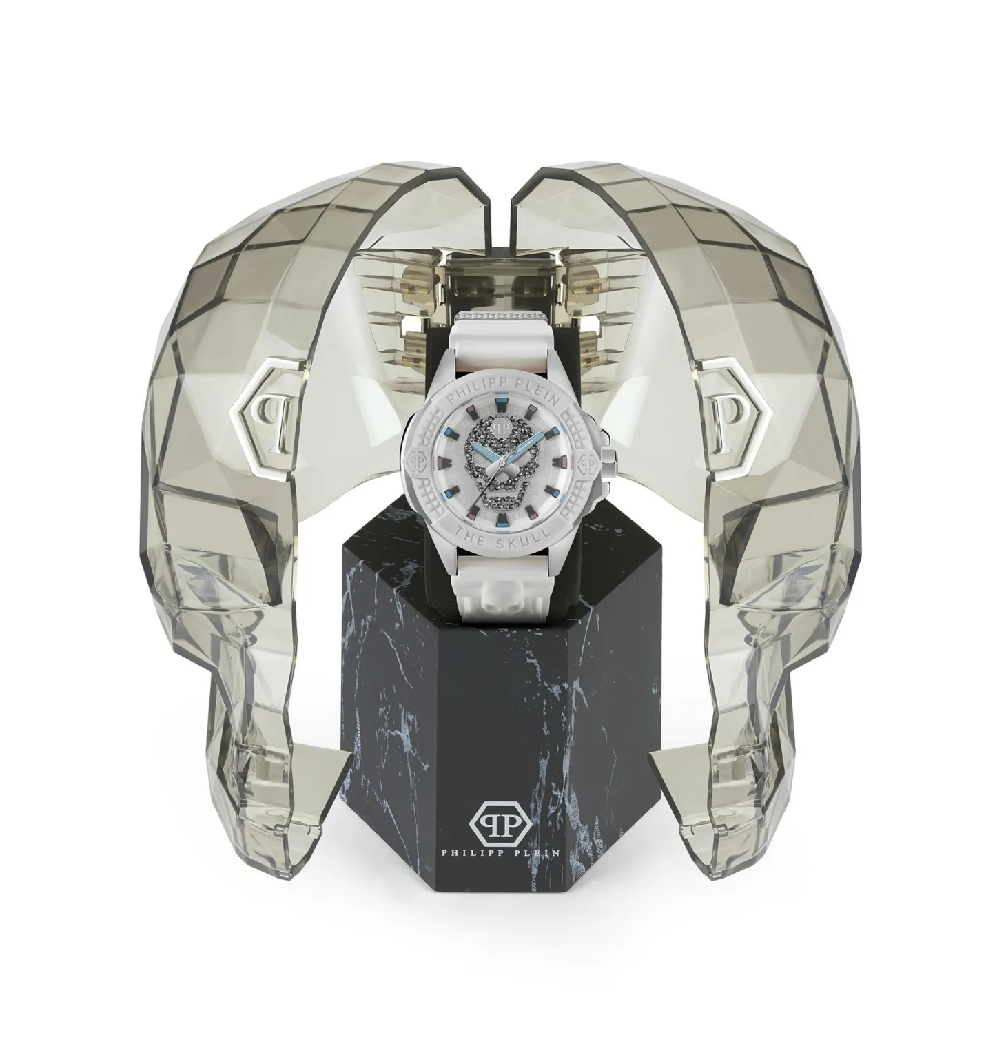 Philipp Plein Herrenuhr The $kull Titan Crystal Weiß PWAAA1521
