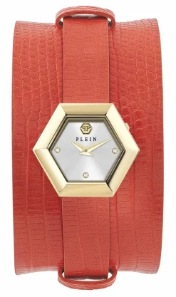 Philipp Plein Damen Armbanduhr LA JUNGLE DE PLEIN Leder PW6FA0325 Orange/Taupe