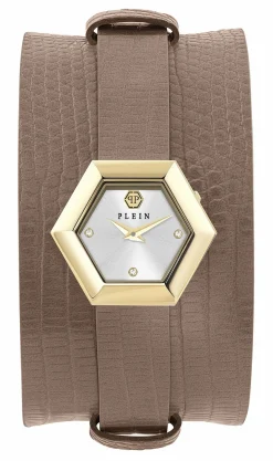 Philipp Plein Damen Armbanduhr LA JUNGLE DE PLEIN Leder PW6FA0325 Orange/Taupe