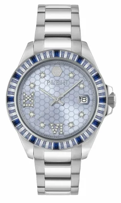 Philipp Plein Damenuhr Lady Empire PW2FA0125 Silber / Blau (Edelstahl)