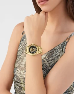 Philipp Plein Uhr Damen The $Kull Spikes Lady Gold/Schwarz PWADA0524