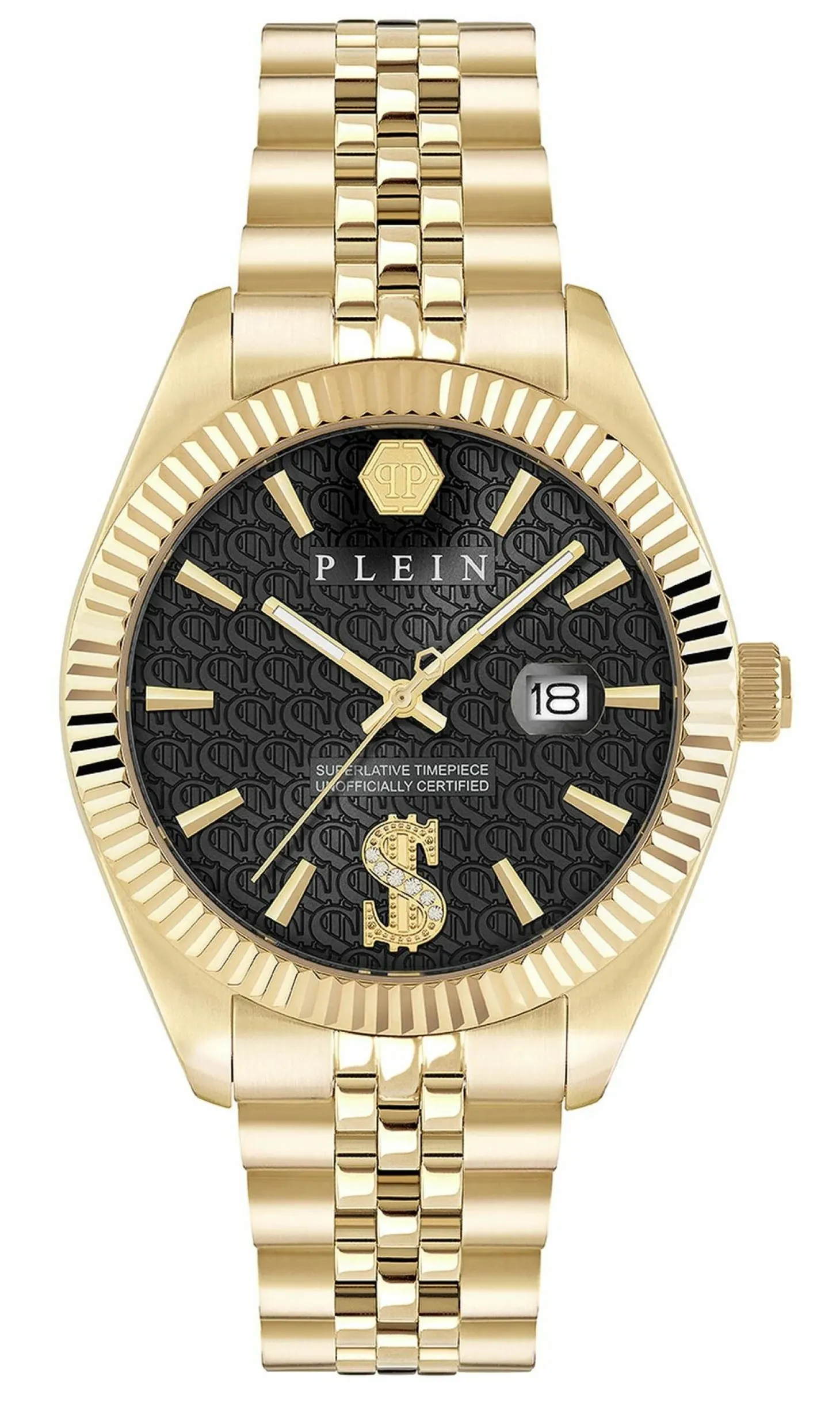 Philipp Plein Uhr Herren Date Superlative Crystal Gold/Schwarz PWMFA1025
