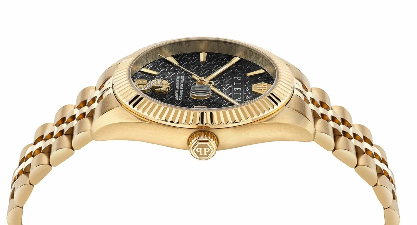 Philipp Plein Uhr Herren Date Superlative Crystal Gold/Schwarz PWMFA1025