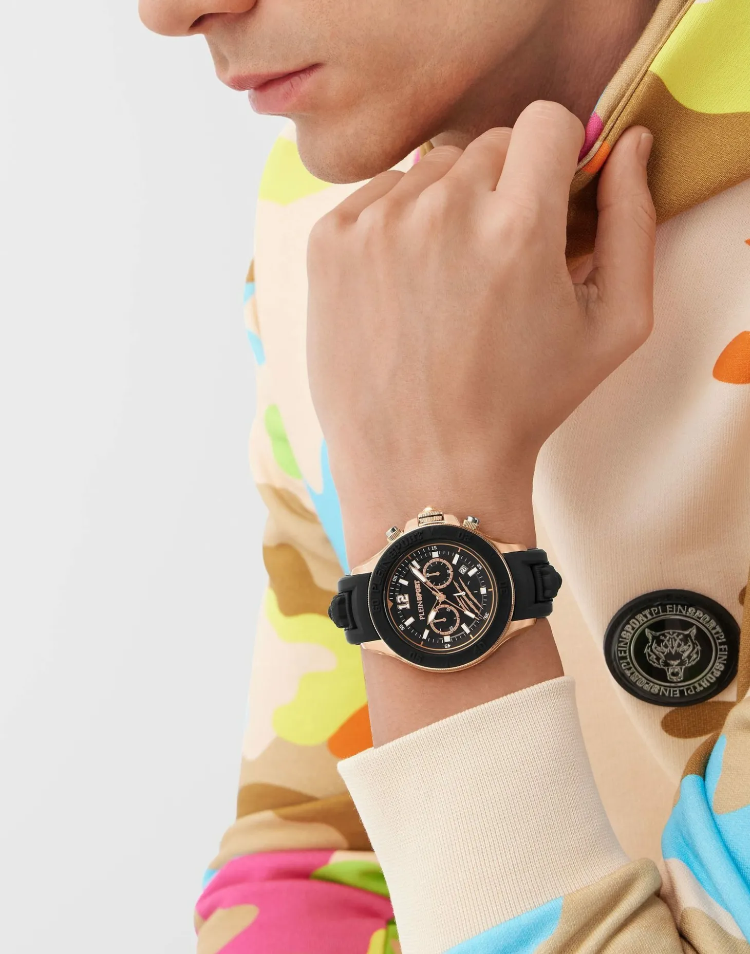 Plein Sport Herren Chronograph Warrior Tech PS6BA0624 Edelstahl 47,5 mm Schwarz