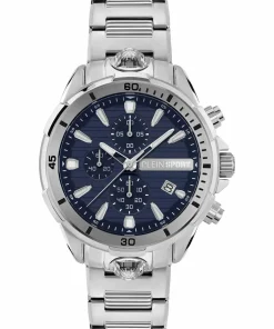 Plein Sport Herren Chronograph IMPACT PSBEA0524 Blau Edelstahl 46 mm