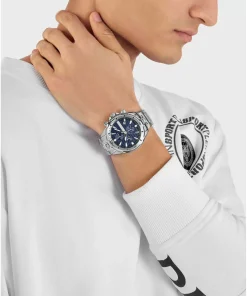 Plein Sport Herren Chronograph IMPACT PSBEA0524 Blau Edelstahl 46 mm