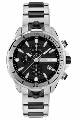 Plein Sport Herren Chronograph IMPACT PSBEA0624 Silber Edelstahl 46 mm
