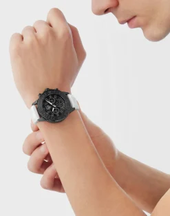 Plein Sport Herren Chronograph GLAM CHRONO PSMEA0324 Schwarz / Weiß 44 mm