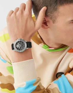 Plein Sport Herren Chronograph GLAM CHRONO PSMEA0124 Edelstahl / Silikon 44 mm