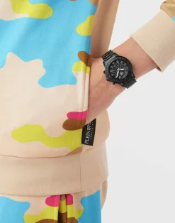 Plein Sport Herren Chronograph Glam Chrono PSMEA0724 IP Black 44 mm