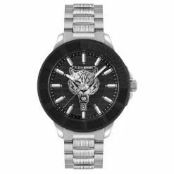Plein Sport Herren Uhr CITY RUSH PSAEA0524 Schwarz‑Silber Edelstahl 45 mm