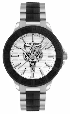 Plein Sport Herren Uhr CITY RUSH PSAEA0624 Edelstahl Zwei‑Ton 45 mm