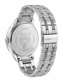 Plein Sport Herren Uhr LINEMAN PS5BA0724 Edelstahl Silber‑Orange 45 mm