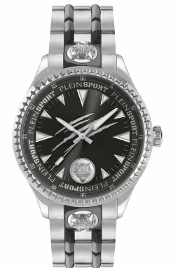 Plein Sport Herren Uhr LINEMAN PS5BA0924 Edelstahl Silber Schwarz 45 mm