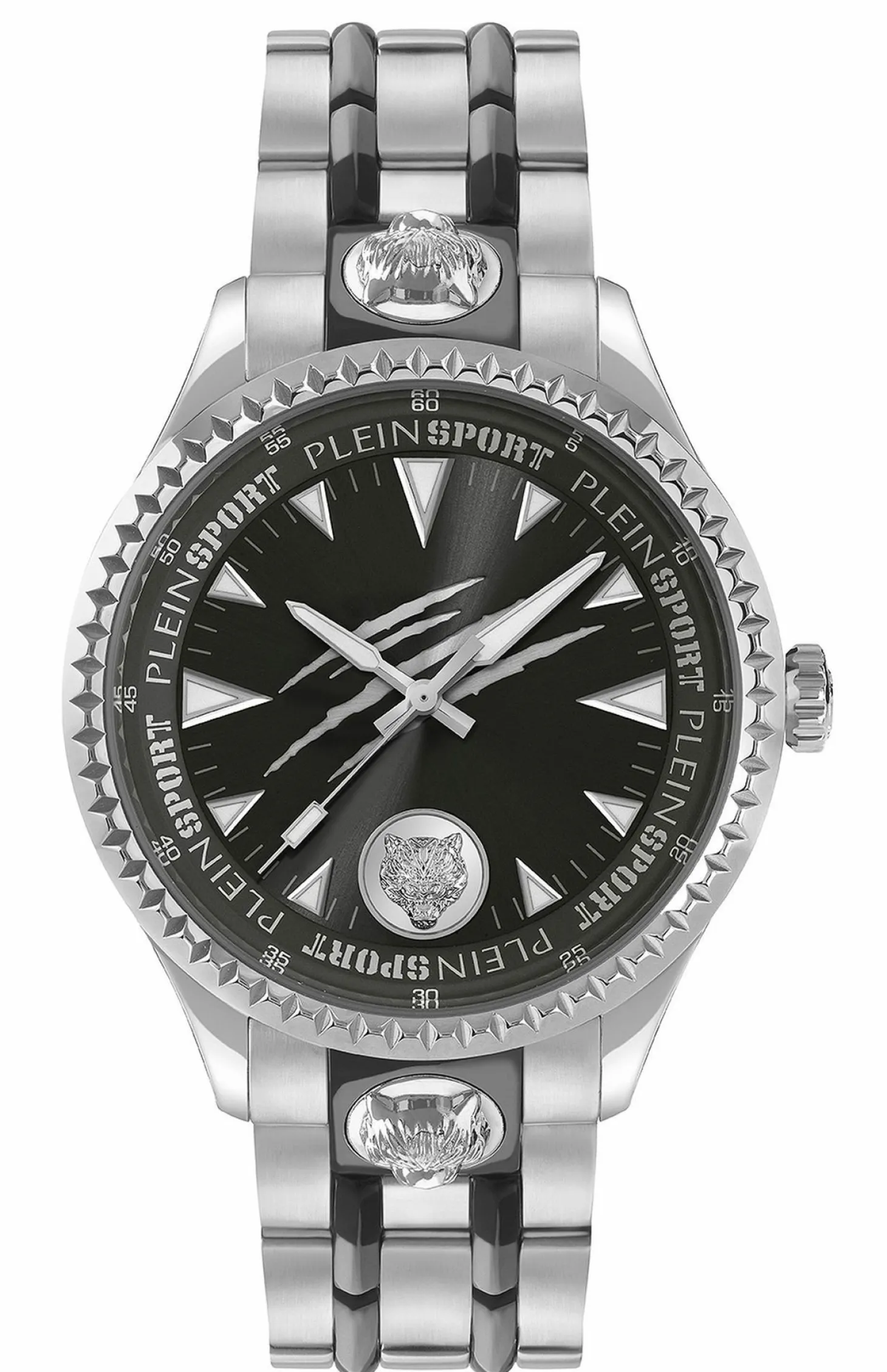 Plein Sport Herren Uhr LINEMAN PS5BA0924 Edelstahl Silber Schwarz 45 mm