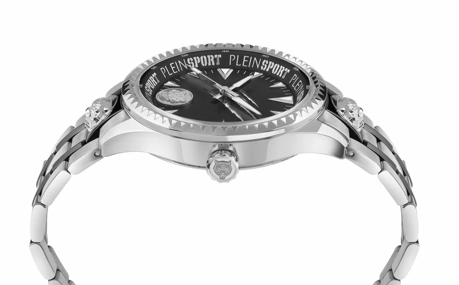 Plein Sport Herren Uhr LINEMAN PS5BA0924 Edelstahl Silber Schwarz 45 mm