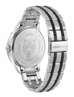 Plein Sport Herren Uhr LINEMAN PS5BA0924 Edelstahl Silber Schwarz 45 mm