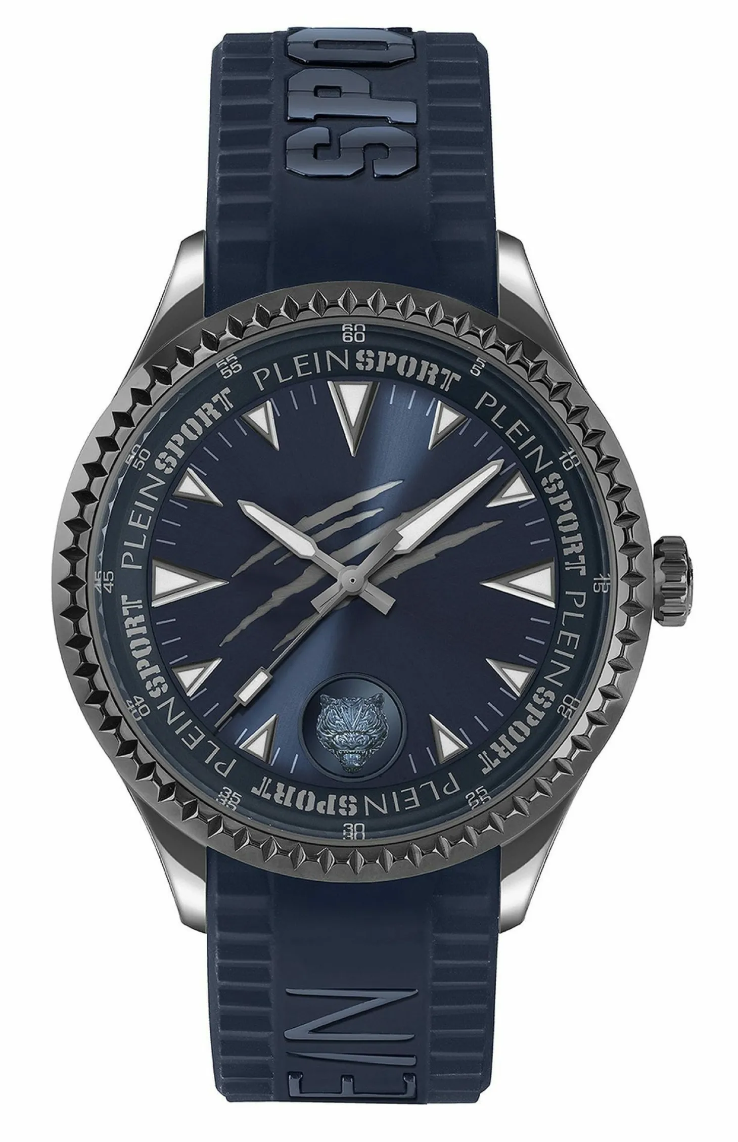 Plein Sport Herren Uhr LINEMAN PS5BA0524 Blau Silikon Edelstahl 45 mm