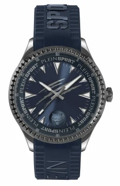 Plein Sport Herren Uhr LINEMAN PS5BA0524 Blau Silikon Edelstahl 45 mm