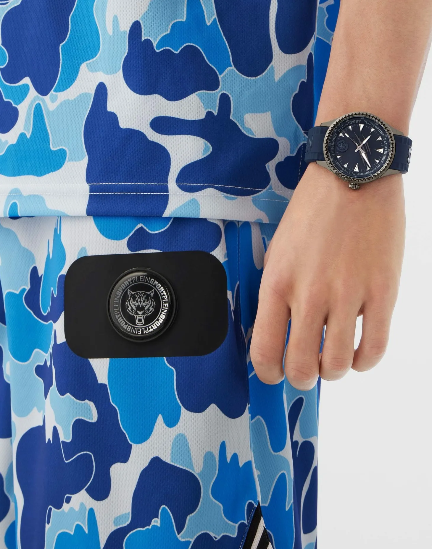 Plein Sport Herren Uhr LINEMAN PS5BA0524 Blau Silikon Edelstahl 45 mm