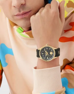 Plein Sport Herren Uhr LINEMAN PS5BA0324 Gelbgold Schwarz Silikon 45 mm