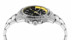 Plein Sport Herren Uhr mit umtauschbaren Armband RAMPAGE PSGDA0524 Silber‑Grau Edelstahl Schwarz/Gelb 44 mm