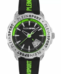 Plein Sport Herren Uhr Rampage PSGDA0124 Schwarz Grün Silikon 44 mm