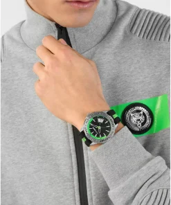 Plein Sport Herren Uhr Rampage PSGDA0124 Schwarz Grün Silikon 44 mm