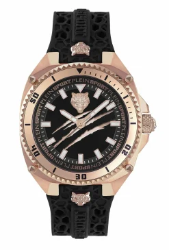 Plein Sport Herren Uhr Thunder Force PS8BA0424 Roségold Schwarz Silikon 47 mm
