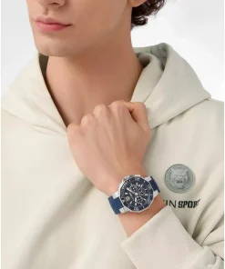 Plein Sport Titan Herren Chronograph PSAGA0325 Blau/Silicone 46 mm