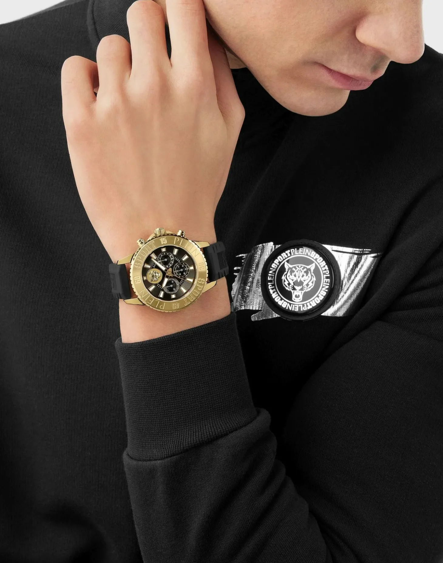 Plein Sport Uhr Herren Glam Chrono Schwarz/Gold PSMEA0224