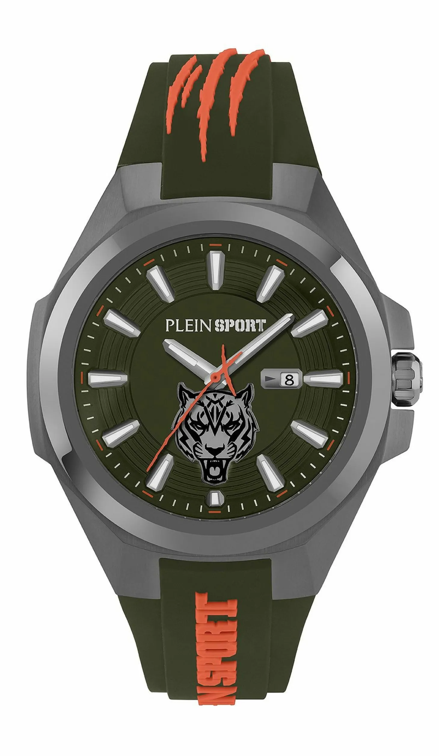Plein Sport Uhr Herren TIGERMASTER PS7BA0624 Grün / Grau / Silikon