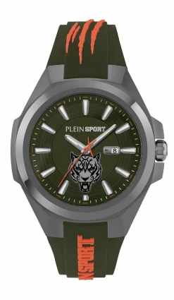 Plein Sport Uhr Herren TIGERMASTER PS7BA0624 Grün / Grau / Silikon