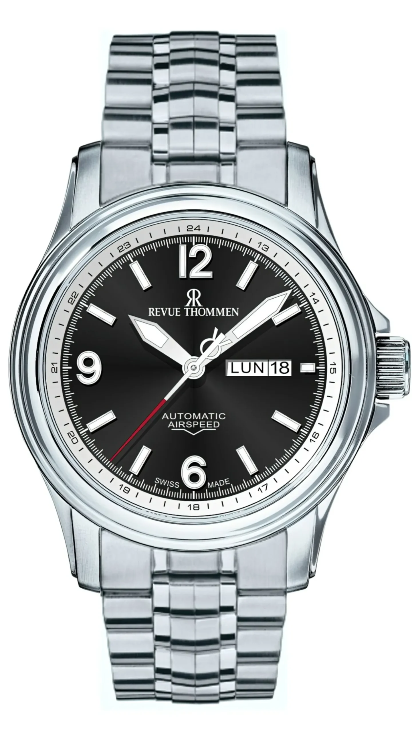 Revue Thommen Armbanduhr Unisex Automatik Airspeed 16040.2437 Schwarz Silber