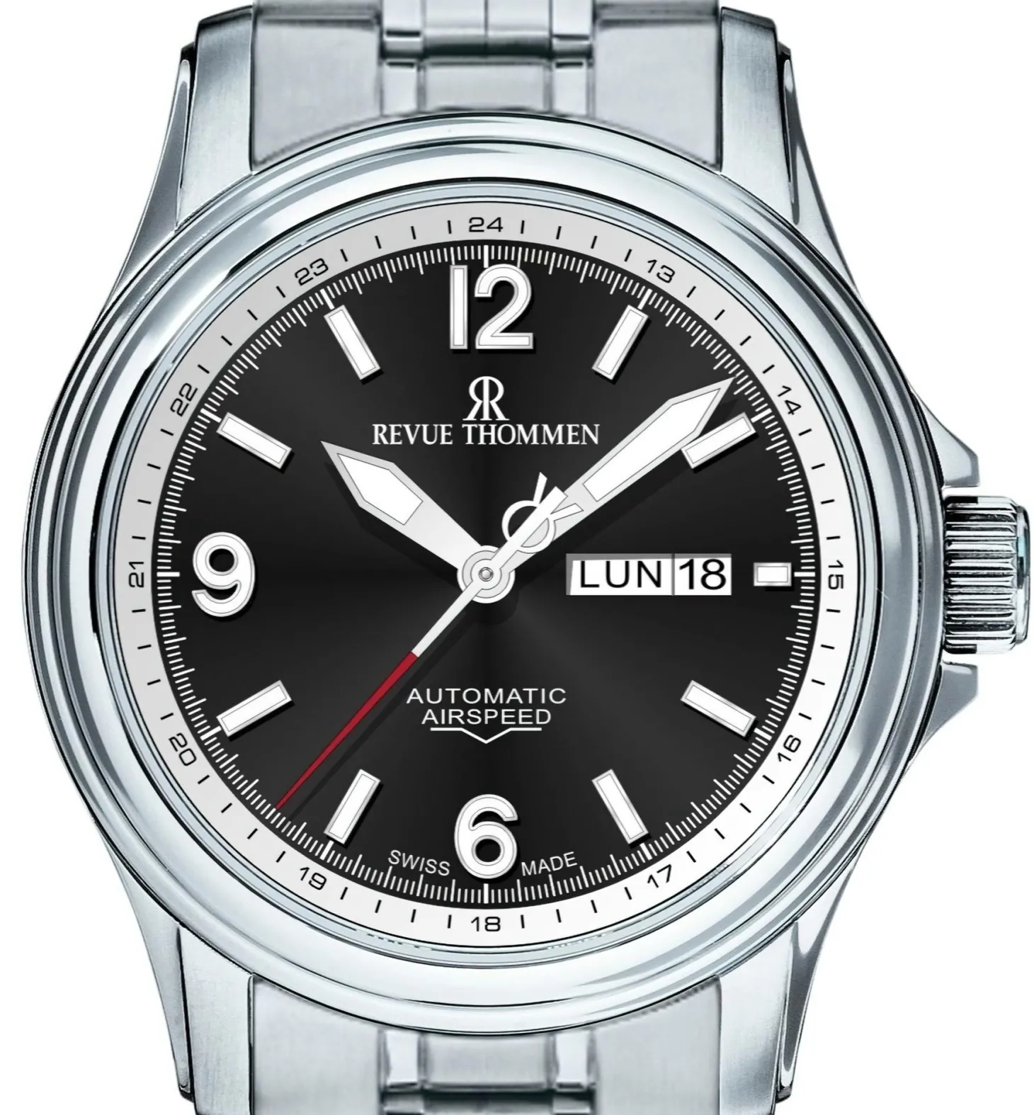 Revue Thommen Armbanduhr Unisex Automatik Airspeed 16040.2437 Schwarz Silber